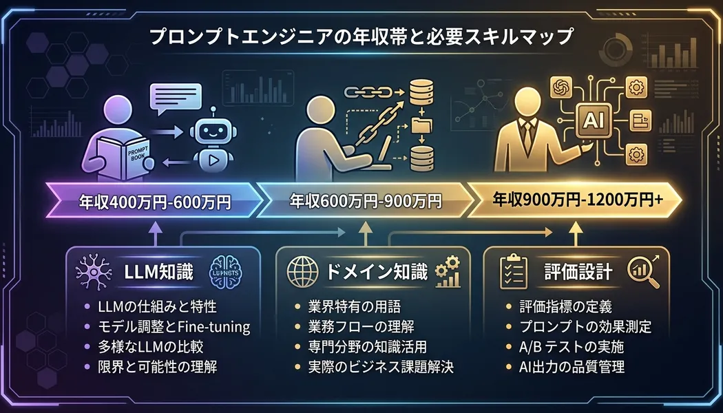 プロンプトエンジニアの職種定義と年収ポジション図